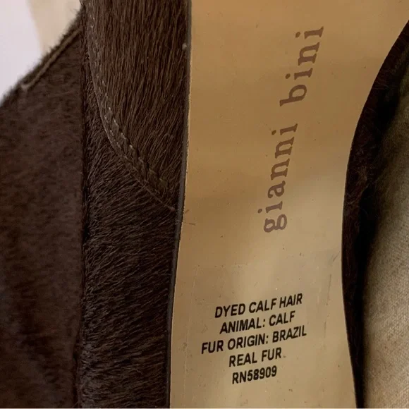 Gianni Bini Women 8.5 Mavis Calf Hair Brown Ankle Booties Heeled Pointed Toe NEW - Picture 7 of 7